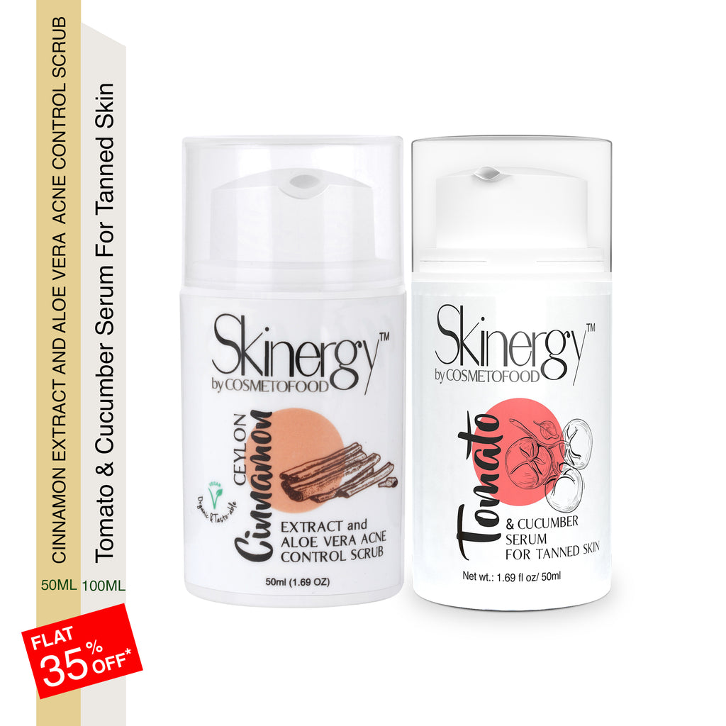 Ceylon Cinnamon Extract & Aloevera Acne Control Scrub 50 ML + Tomato Elixir 50 ML