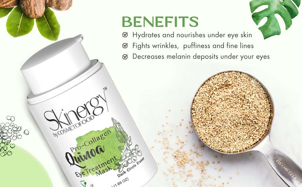 Pro-Collagen Quinoa Eye Treatment Mask (Protein-rich Quinoa to Brighten Eyes) + Free Cinnamon Acne Control Skin Nutrition 35ml