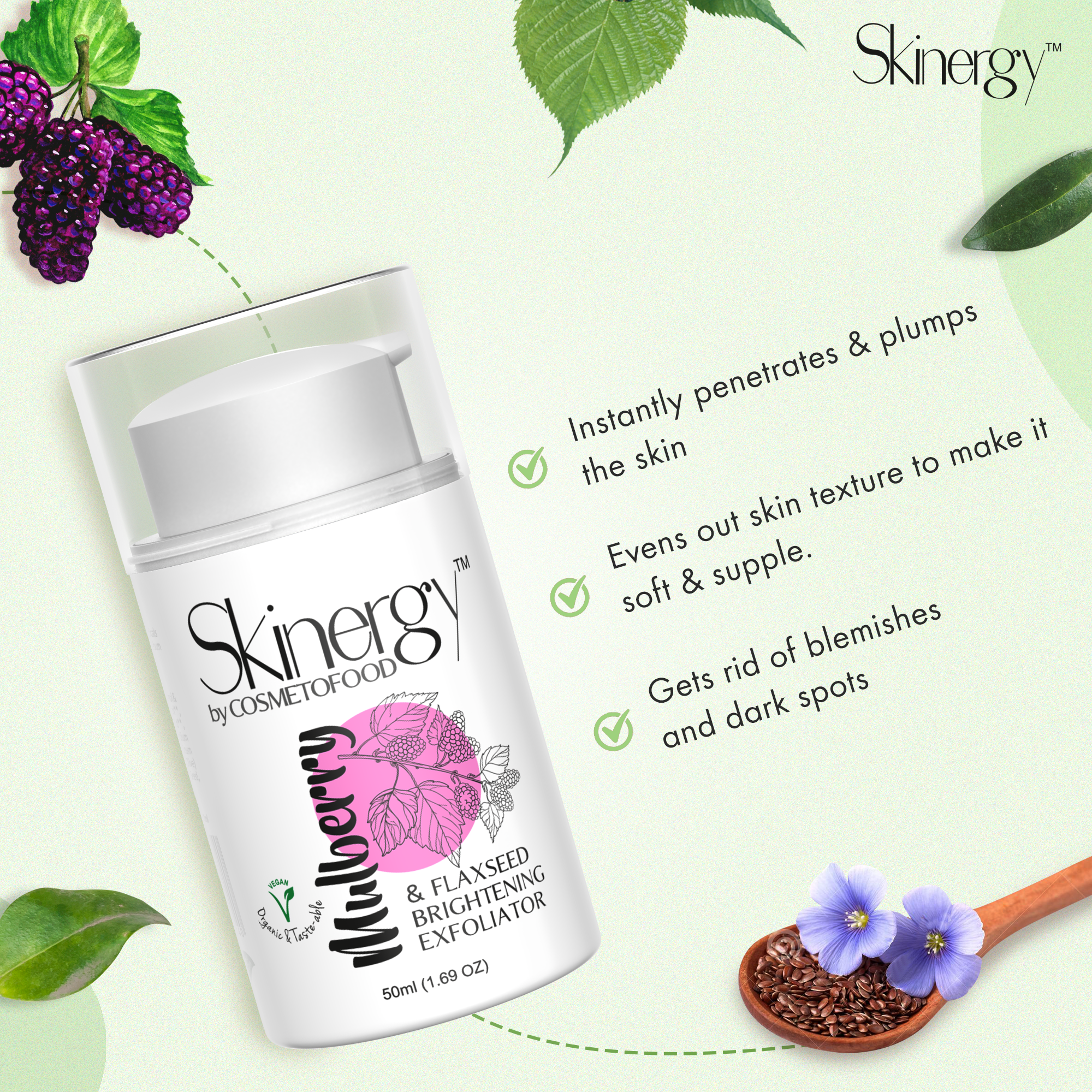 MULBERRY AND FLAXSEED BRIGHTENING EXFOLIATOR 50 ML - Image 3